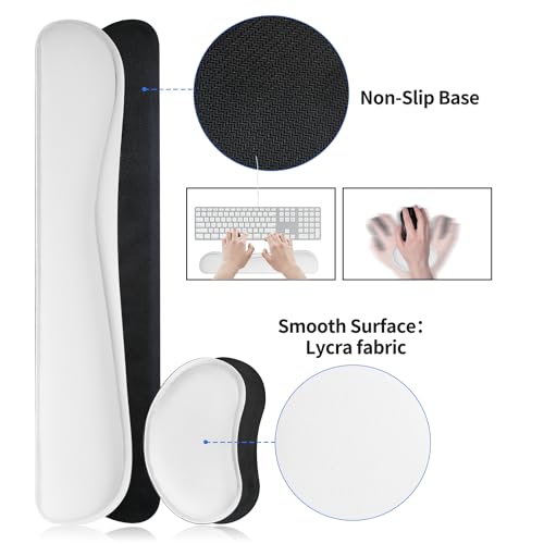 Bloss Leather Desk Pad and Keyboard Wrist Rest, Large Mouse Pad + Keyboard Pad+Mouse Wrist Support, Non-Slip Desk Mat Protector for Office, Home(31.5×15.7 Inches,White) - Image 4