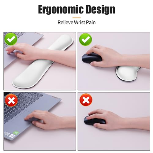 Bloss Leather Desk Pad and Keyboard Wrist Rest, Large Mouse Pad + Keyboard Pad+Mouse Wrist Support, Non-Slip Desk Mat Protector for Office, Home(31.5×15.7 Inches,White) - Image 5