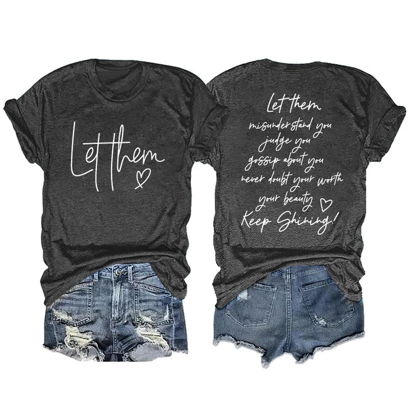MEESHEEP Let Them Shirt for Women Inspirational Appeal Tee Motivational Saying Graphic Tshirt Casual Loose Tops Grey - Image 1