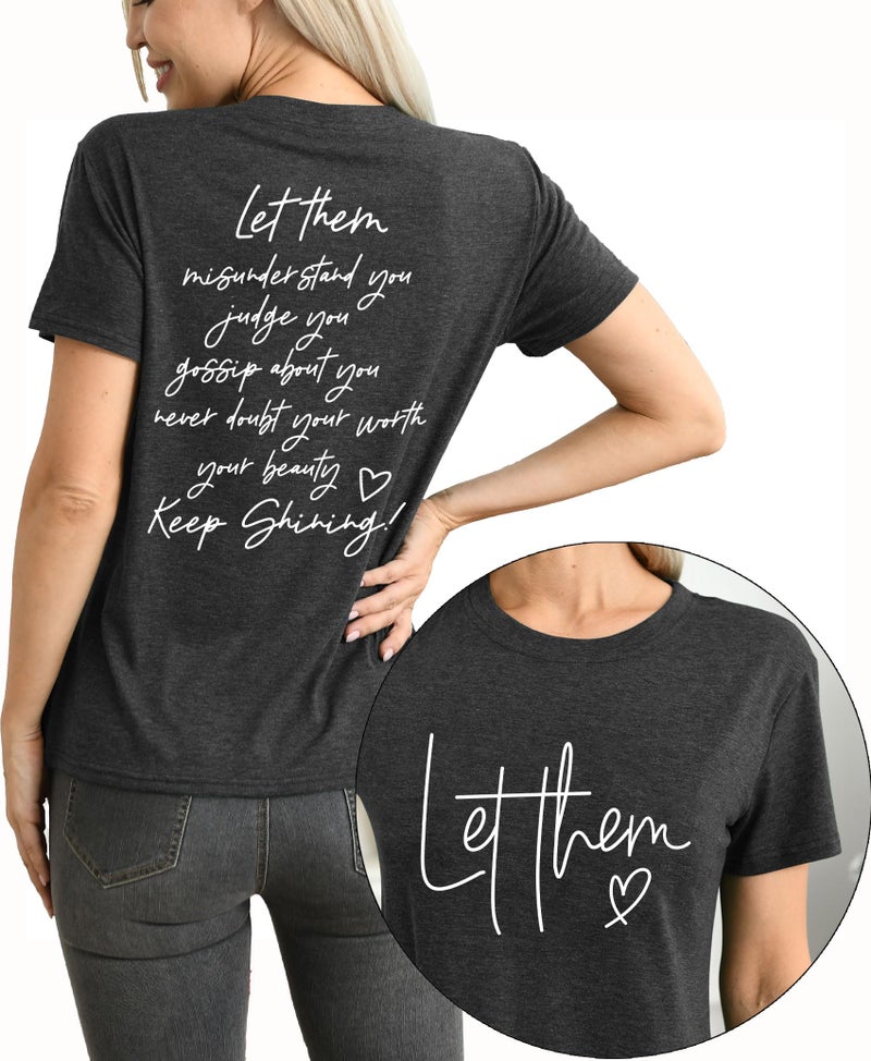 MEESHEEP Let Them Shirt for Women Inspirational Appeal Tee Motivational Saying Graphic Tshirt Casual Loose Tops Grey - Image 4