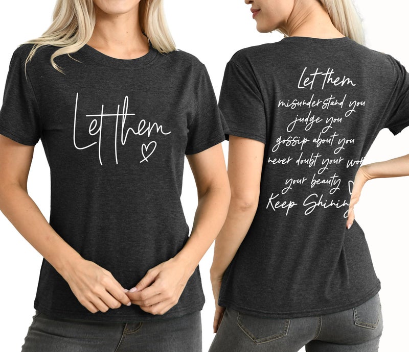 MEESHEEP Let Them Shirt for Women Inspirational Appeal Tee Motivational Saying Graphic Tshirt Casual Loose Tops Grey - Image 5