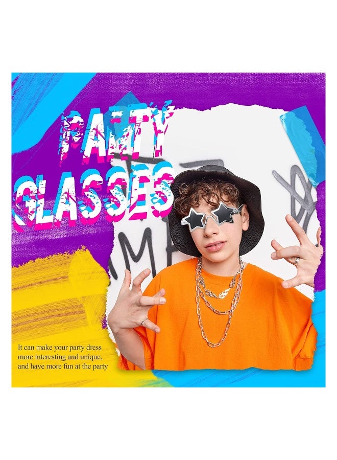 2 Pcs Party Glasses Star Sunglasses Star Shaped Glasses Fancy Dress Novelty Party Sunglasses Silver Vintage Frame Eyewear for Kids Adults Beach Photo Booth Props  - Image 3
