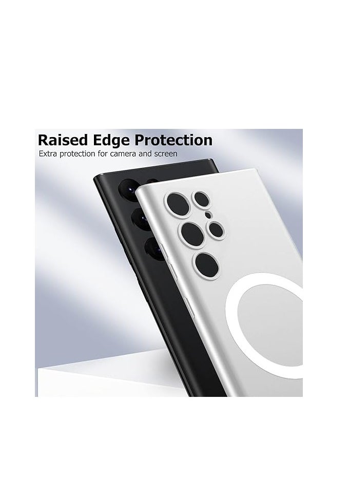 Case Magnetic Case for Samsung Galaxy S23 Ultra Case for Women Men Compatible with Magsafe, Soft TPU Shockproof Protective Case with Camera Protector - Silver  - Image 2