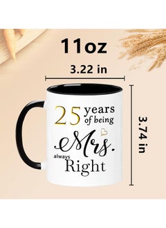 SHOP NEW ARRIVALS 25 Year Anniversary Coffee Mugs Set of 2, 25 Years of Being Mr Right/Mrs Always Right, 25th Wedding Anniversary Decorations Gifts Presents Cups for Couple Parents Grandparents  - Image 5