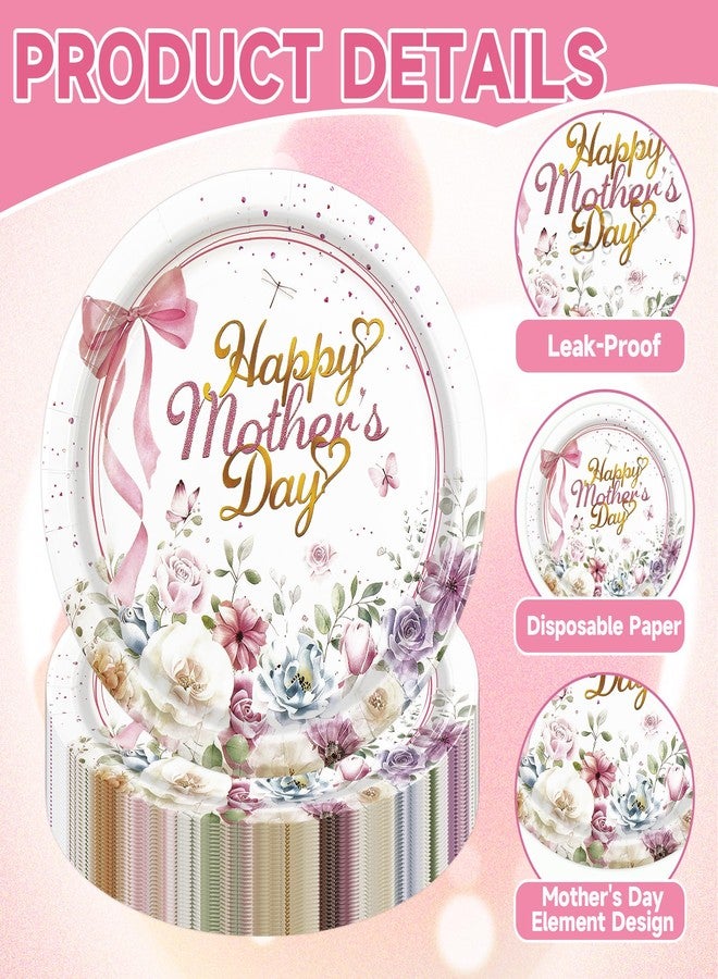 EVYIENEN 50PCS Happy Mother's Day Paper Plates - Colorful Wildflowers 7Inch Dessert Plates, Disposable Floral Theme Dinner Decorations for Mother's Day Birthday Party Supplies - Image 3