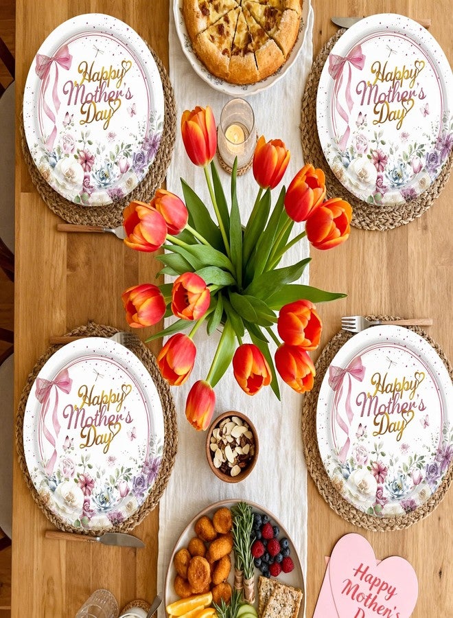 EVYIENEN 50PCS Happy Mother's Day Paper Plates - Colorful Wildflowers 7Inch Dessert Plates, Disposable Floral Theme Dinner Decorations for Mother's Day Birthday Party Supplies - Image 5