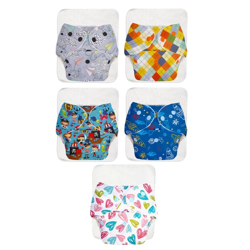 Superbottoms حفاضات قماش متقدمة مضادة للتسرب من سوبر بوتومز الأساسية للأطفال، ماصة عالية 100% قطن، عبوة كومبو تحتوي على حفاضة قابلة لإعادة الاستخدام ووسادة إدخال، قابلة للغسل، مناسبة من 3 أشهر إلى 3 سنوات، تقلل من الطفح الجلدي - Image 1