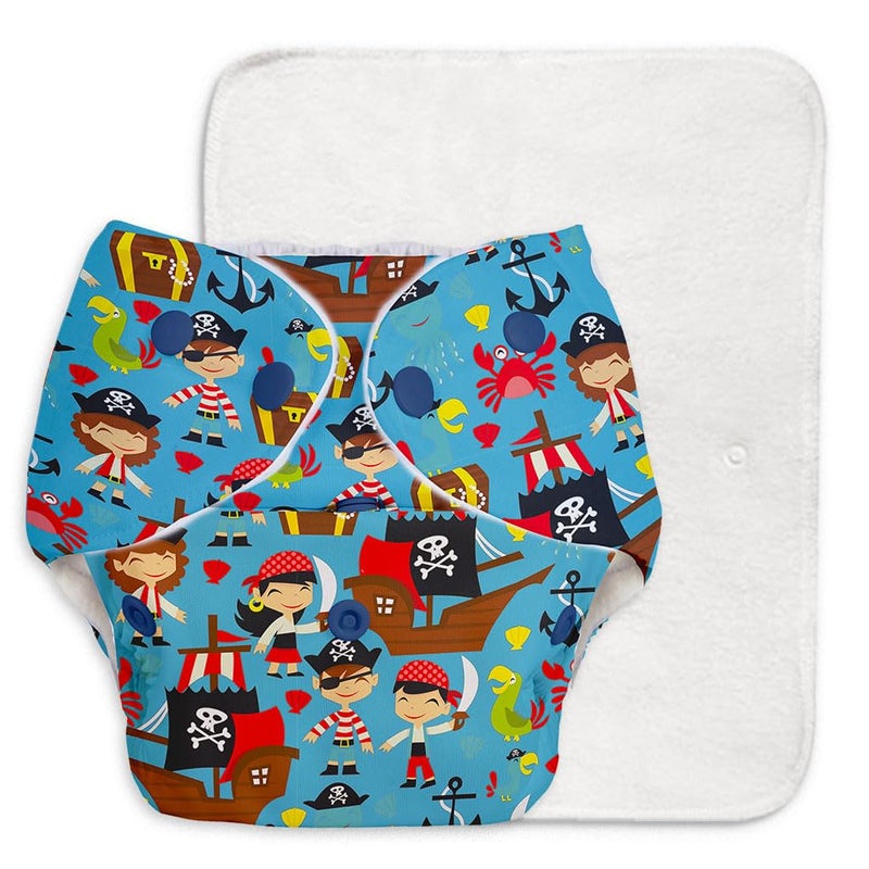 Superbottoms حفاضات قماش متقدمة مضادة للتسرب من سوبر بوتومز الأساسية للأطفال، ماصة عالية 100% قطن، عبوة كومبو تحتوي على حفاضة قابلة لإعادة الاستخدام ووسادة إدخال، قابلة للغسل، مناسبة من 3 أشهر إلى 3 سنوات، تقلل من الطفح الجلدي - Image 5