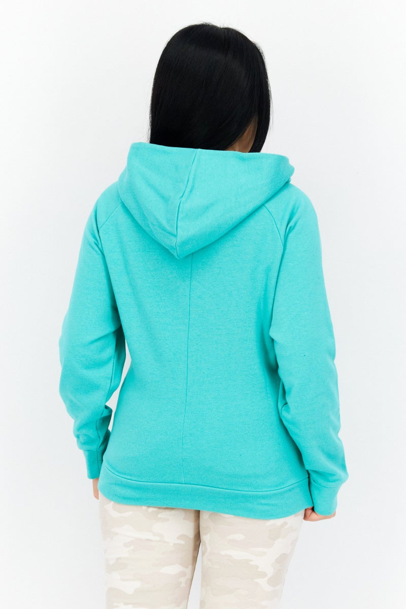 asics سويت شيرت نسائي بغطاء رأس وأكمام طويلة، أخضر - Image 2