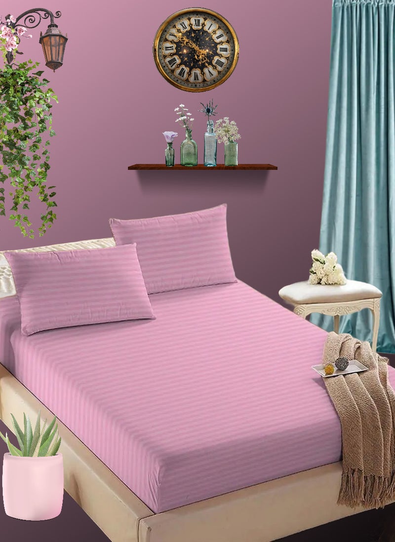 Blueberry Faded Pink Extra Deep Pocket Bed Sheet Cotton 3 Piece Sheet Set 180x200+20cm - Image 1