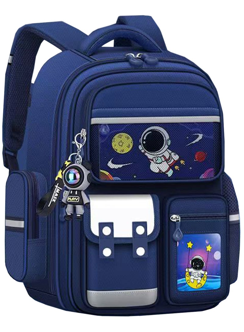 Qiccijoo Kids Backpack for Boys and Girls Teens Elementary School Bags Large Toddler Kindergarten Students Backpack Cute Space Bookbags for Child（Blue） - Image 1