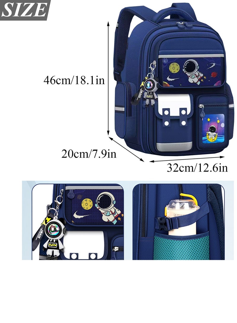 Qiccijoo Kids Backpack for Boys and Girls Teens Elementary School Bags Large Toddler Kindergarten Students Backpack Cute Space Bookbags for Child（Blue） - Image 2