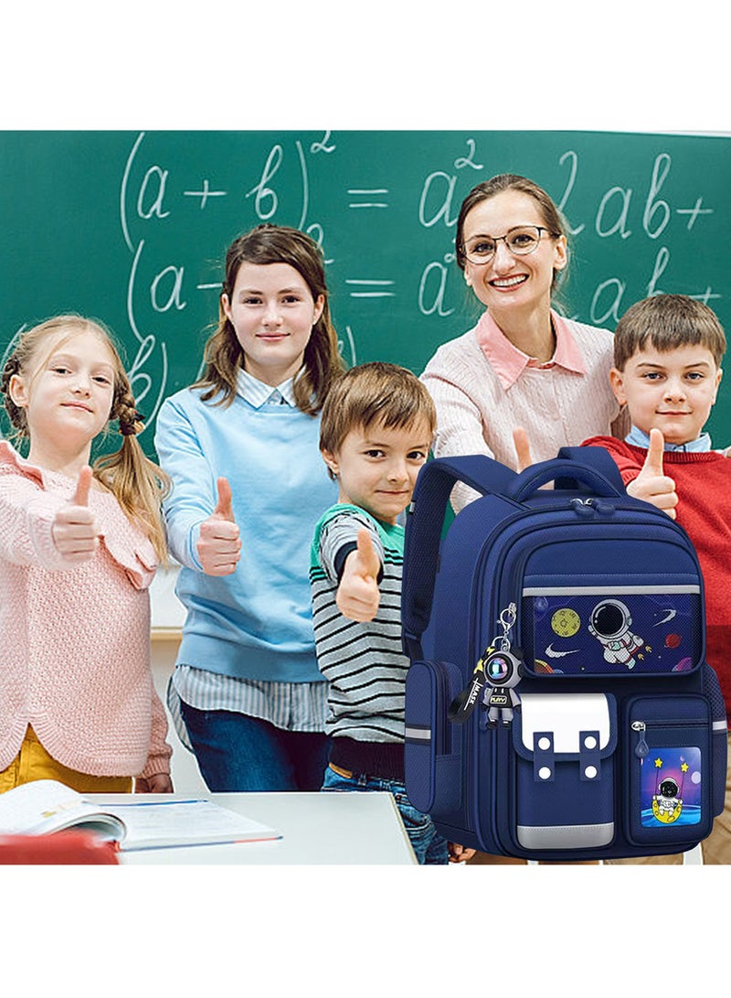 Qiccijoo Kids Backpack for Boys and Girls Teens Elementary School Bags Large Toddler Kindergarten Students Backpack Cute Space Bookbags for Child（Blue） - Image 5