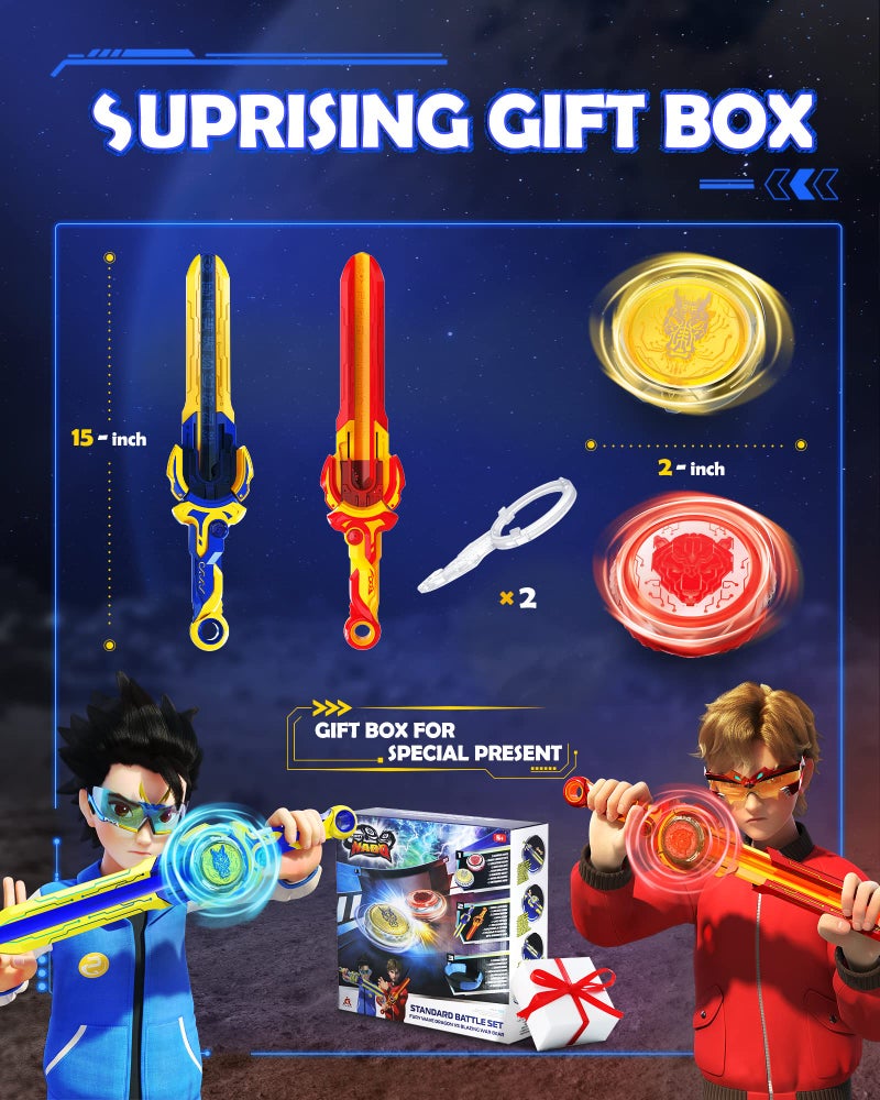 Infinity Nado Stadium - Battling Tops Burst Toy for Boys Grils Age 8-12 - Including Stadium, 2 Gaming Top Toys, 2 Sword Launcher - Sapphire Blue and Flame Red - Image 4