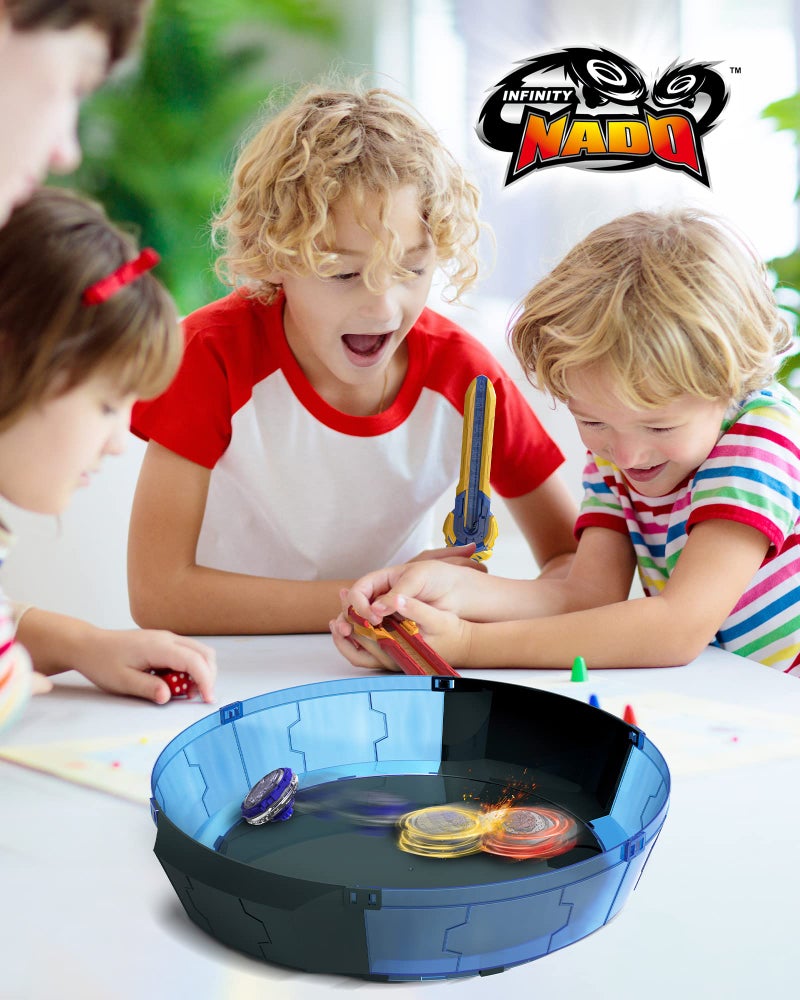 Infinity Nado Stadium - Battling Tops Burst Toy for Boys Grils Age 8-12 - Including Stadium, 2 Gaming Top Toys, 2 Sword Launcher - Sapphire Blue and Flame Red - Image 5