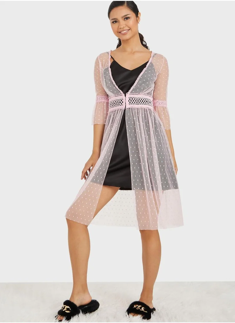 ستايلي Mesh Detail Robe