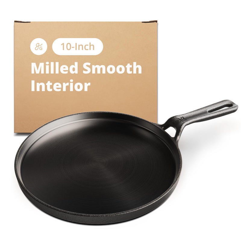 Greater Goods Cast Iron Griddle with Organically Pre-Seasoned Surface, 10-inch Stove Top Griddle Pan - Image 1