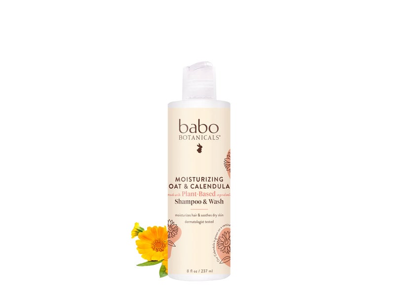 Babo Botanicals Babo Botanicals Moisturizing Oat & Calendula 2-in-1 Shampoo & Wash - For Dry or Sensitive Skin - For all ages - Lightly Scented - Vegan - 8 Fl Oz