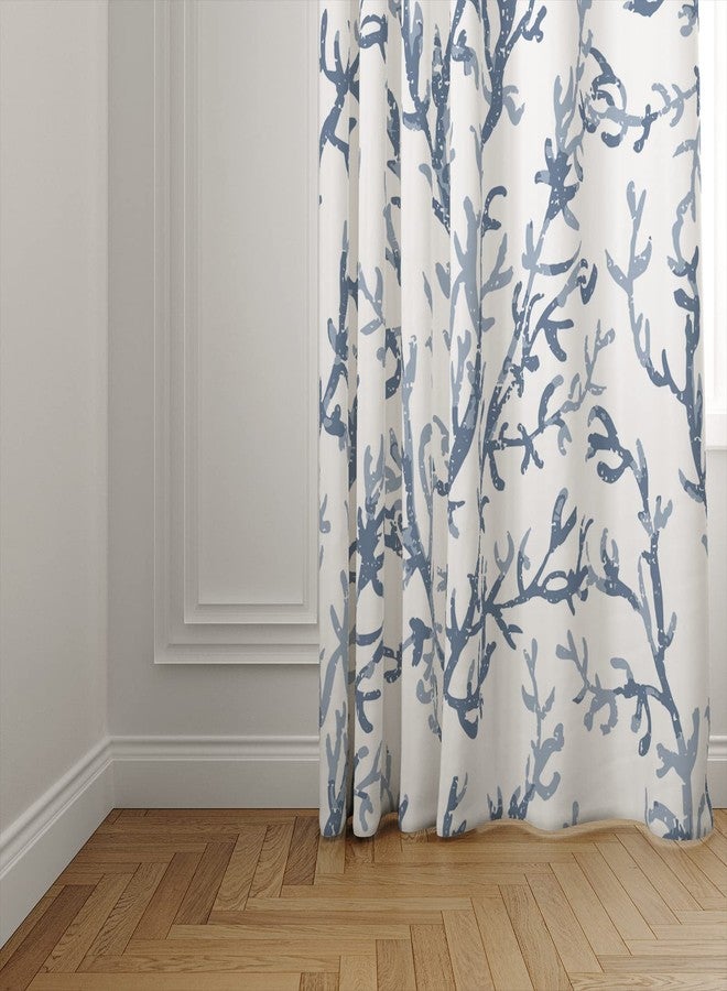 weesire Nautical Coastal Curtains Decorative Beach Ocean Coral 50% Light Blocking Sea Darkening Grommet Curtain for Villa Living Room, Bedroom Navy Blue and White 2 Panels Set, 52x84 Inches - Image 5