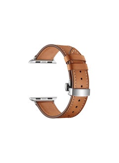 Apple Watch Leather band, Apple Watch Leather Strap for Apple Watch All Series Compatible with 42mm(Series 10)/41mm/40mm/38mm Brown