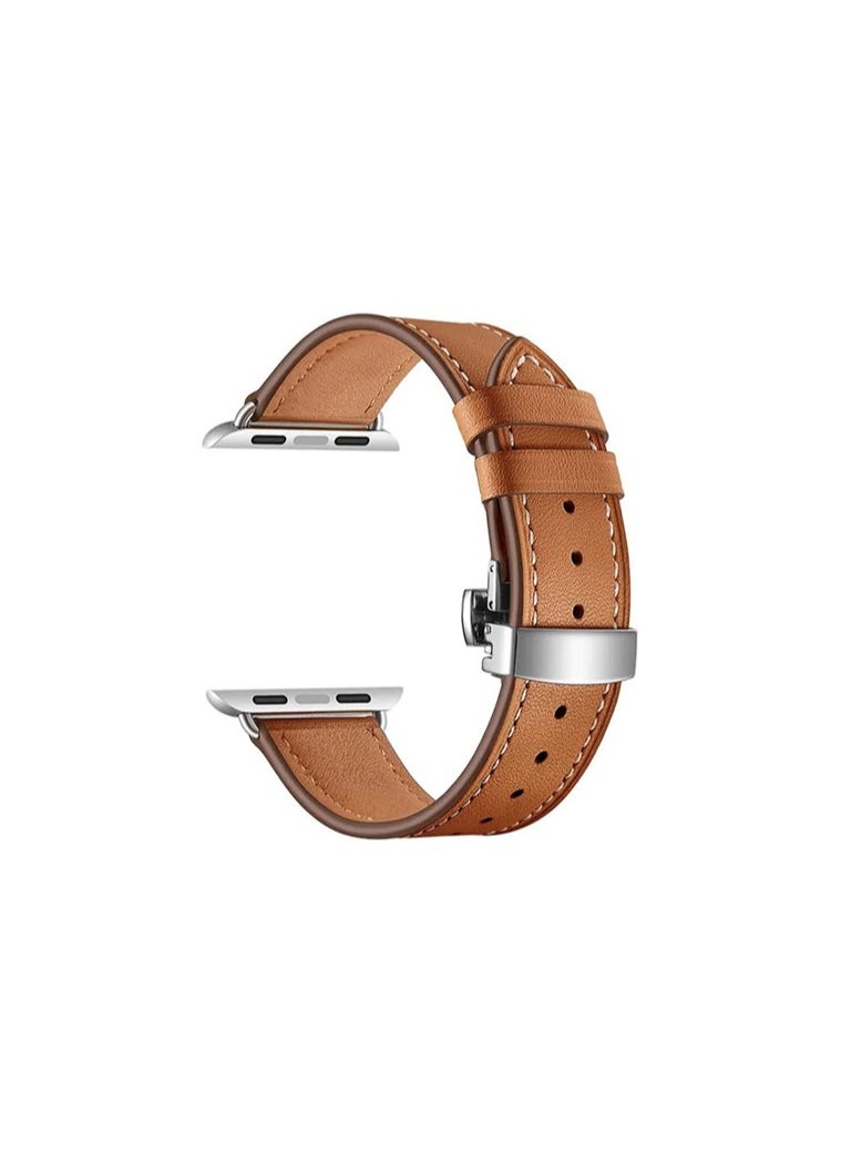 HEXABEX - Apple Watch Leather band, Apple Watch Leather Strap for Apple Watch All Series Compatible with 42mm(Series 10)/41mm/40mm/38mm Brown - Image 1