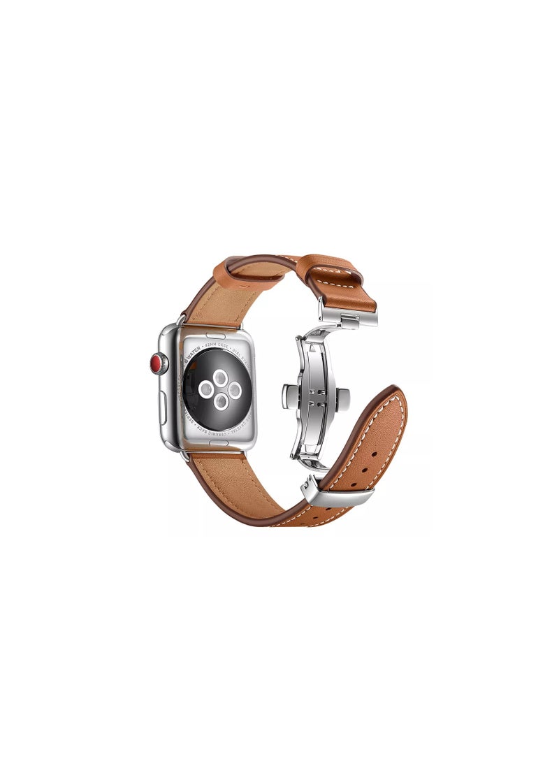 HEXABEX - Apple Watch Leather band, Apple Watch Leather Strap for Apple Watch All Series Compatible with 42mm(Series 10)/41mm/40mm/38mm Brown - Image 1