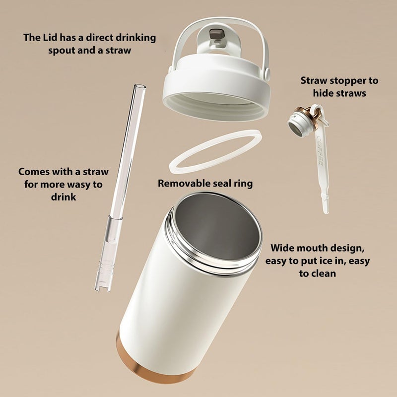 Wosta 500 Ml 17 Oz Insulated Tumbler with Handle Stainless Steel Travel Coffee Mug with Lid and Straw Double Wall Vacuum Water Bottle Cup Leakproof Seasalt - Image 5