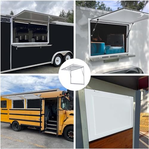 VEVOR Concession Window for Food Truck 48 x 36 Inch, Concession Stand Serving Window Door with Double-Point Fork Lock, Concession Awning Door Up to 85 Degrees for Food Trucks, Glass Not Included - Image 5