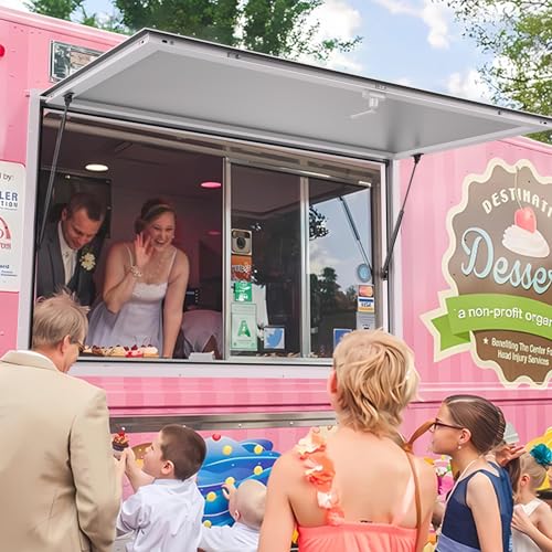 VEVOR Concession Window for Food Truck 48 x 36 Inch, Concession Stand Serving Window Door with Double-Point Fork Lock, Concession Awning Door Up to 85 Degrees for Food Trucks, Glass Not Included - Image 3