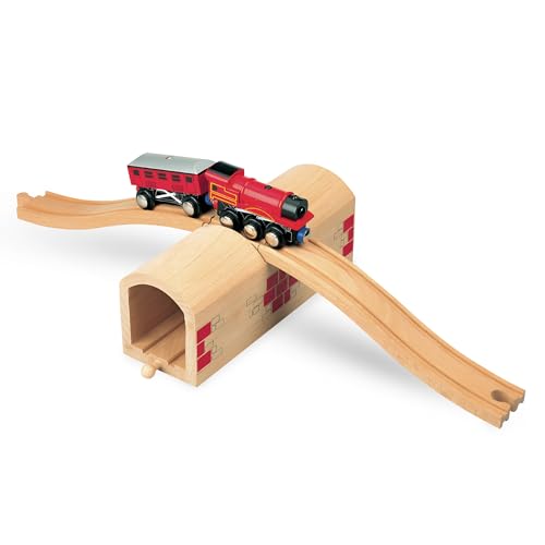 maxim enterprise, inc. Wooden Train Track Over & Under Tunnel Bridge & Easy-Connect Railway, Hardwood Train Set Compatible with Thomas and Friends, BRIO, Major Brand Wooden Train Sets and Accessories - Image 1