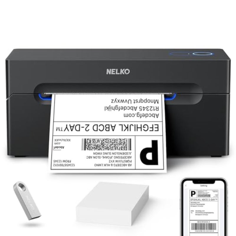 Bluetooth Thermal Shipping Label Printer 4x6 Inches For Amazon eBay Shopify UPS FedEx Portable Wireless Label Maker Home Office Warehouse Use 203 DPI High Resolution USB Bluetooth 5.0 Connectivity - Image 1