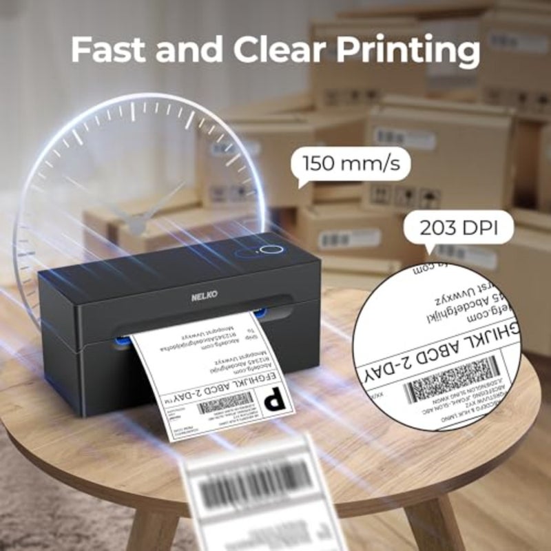Bluetooth Thermal Shipping Label Printer 4x6 Inches For Amazon eBay Shopify UPS FedEx Portable Wireless Label Maker Home Office Warehouse Use 203 DPI High Resolution USB Bluetooth 5.0 Connectivity - Image 4