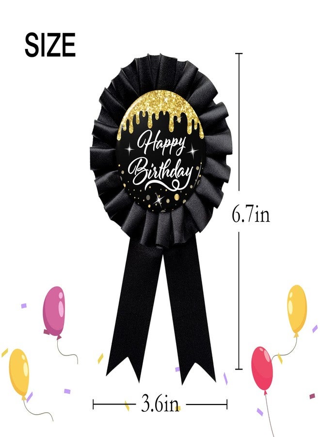 WOWOPA Happy Birthday Boy Girl Child Adult Anniversary Tinplate Badge Pin Award Ribbon Party Decorations Supplies Black 1pcs - Image 2