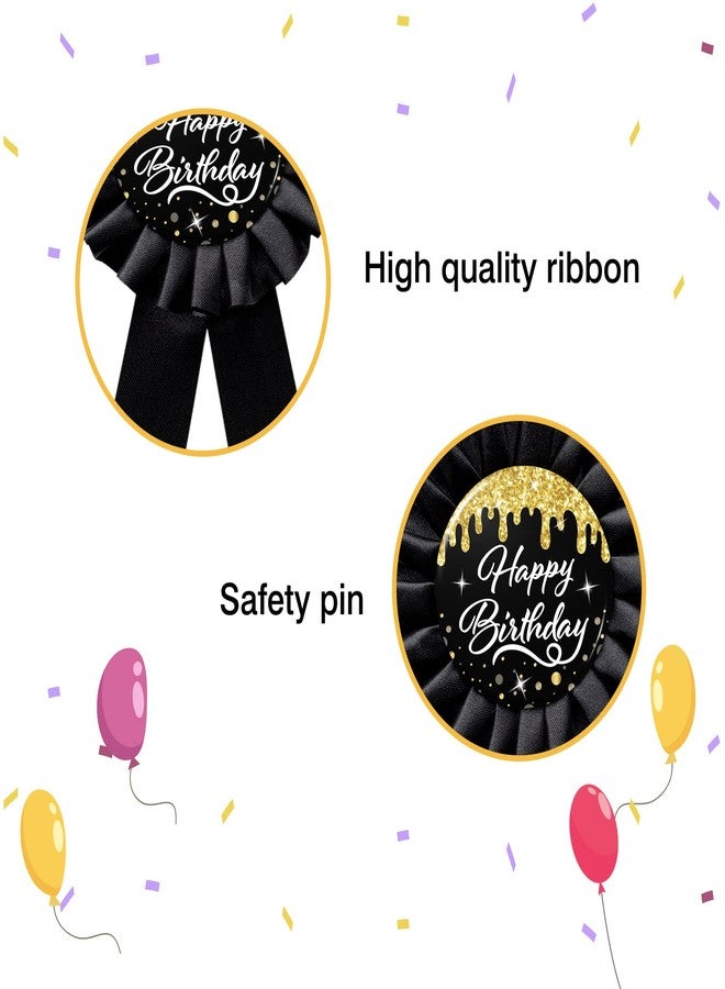 WOWOPA Happy Birthday Boy Girl Child Adult Anniversary Tinplate Badge Pin Award Ribbon Party Decorations Supplies Black 1pcs - Image 3