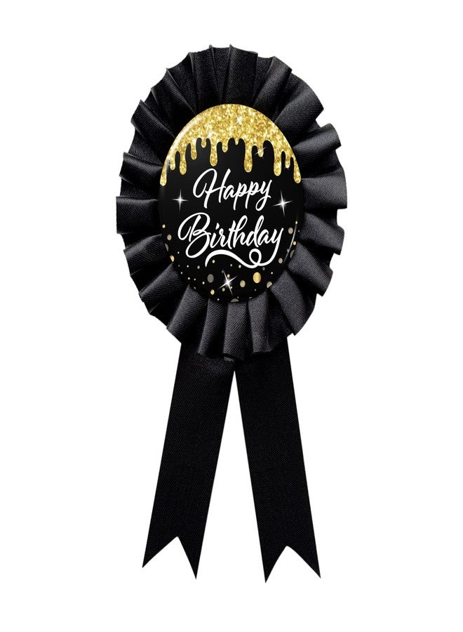 WOWOPA Happy Birthday Boy Girl Child Adult Anniversary Tinplate Badge Pin Award Ribbon Party Decorations Supplies Black 1pcs - Image 1