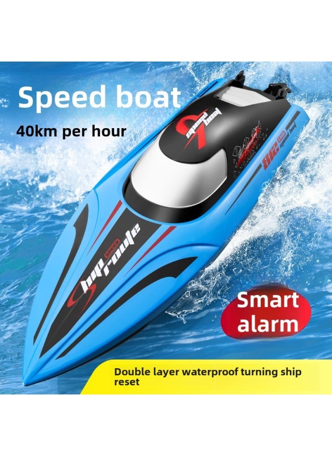 Generic - 2.4G High-speed Remote Control Boat Speedboat Long Endurance High Horsepower High-speed 40km Anti-rollover Low-power Alarm Product-Color:A Blue Hull Battery - Image 1