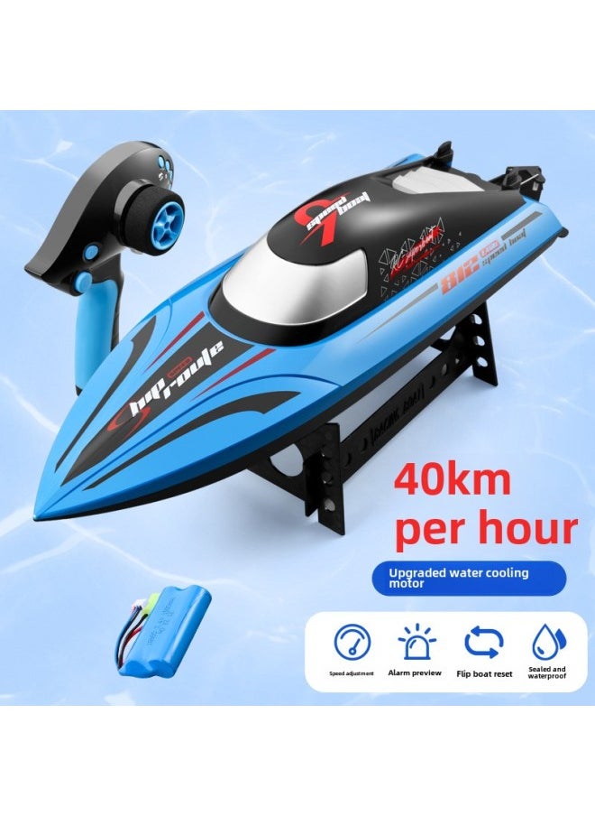 Generic - 2.4G High-speed Remote Control Boat Speedboat Long Endurance High Horsepower High-speed 40km Anti-rollover Low-power Alarm Product-Color:A Blue Hull Battery - Image 1