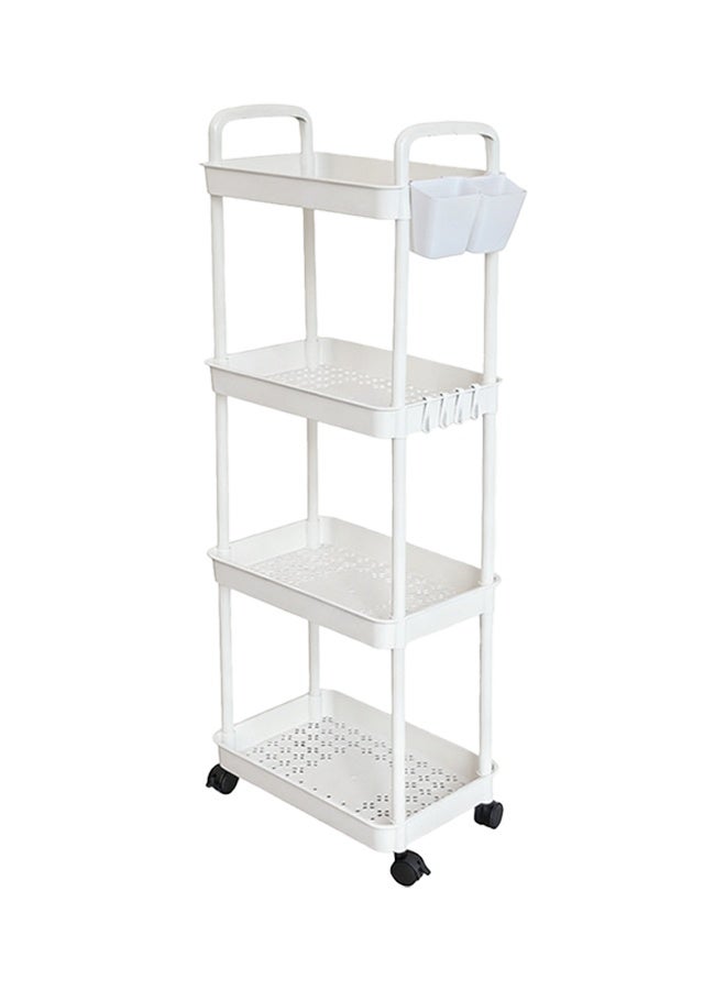 بوفان عربة تخزين بلاستيكية متعددة الاستخدامات بأربع طبقات مع عجلات قابلة للقفل، أرفف تخزين متعددة الوظائف للمطبخ وغرفة المعيشة والمكتب، لون أبيض - Image 5