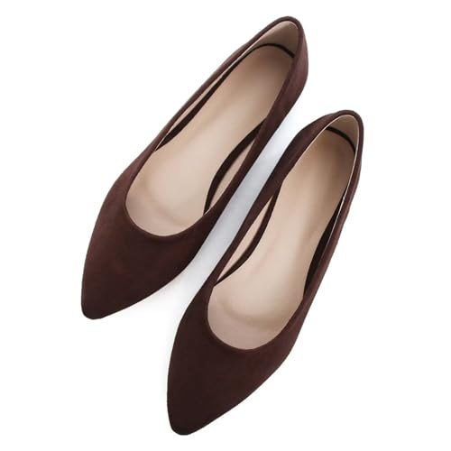LUXINYU Classic SlipOn Flat Ballet Shoes Soft Suede Solid Pointed Toe Flats Comfortable Dress ShoesBrown 10 - Image 3