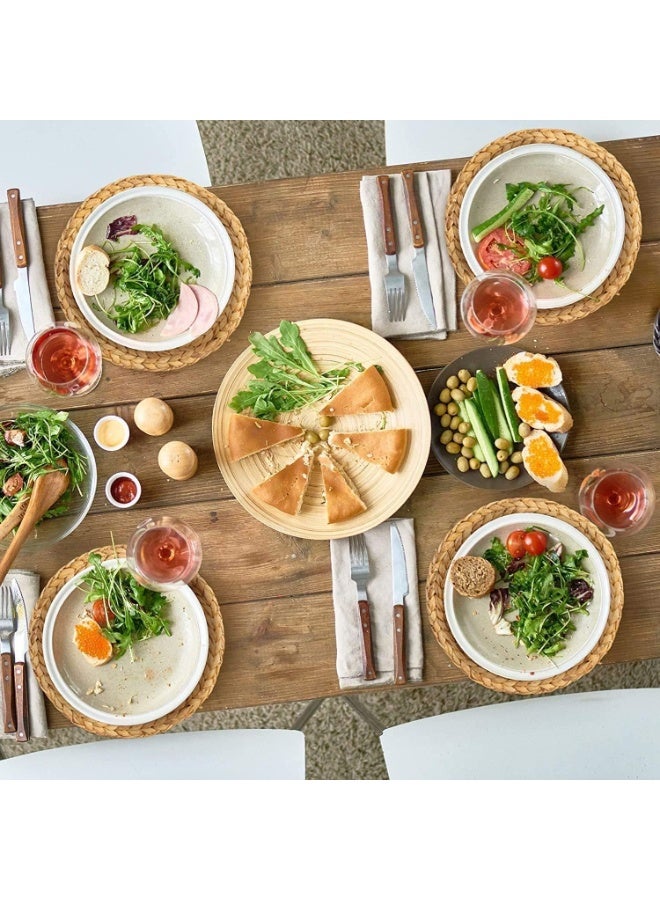 HOMESTAR 4-Pack 30cm Handwoven Water Hyacinth Placemats - Natural Round Table Mats for Dining, Heat Resistant Coasters for Plates & Bowls, Eco-Friendly Set - Image 2