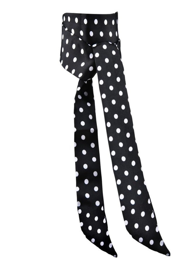 Sdopbinbin Black Polka Dot Skinny Scarf for Women Summer Long Skinny Silk Neck Hair Scarf for Women Black And White Polka Dot Neckerchief for Woman Summer Hair Ribbon Scarf - Image 1