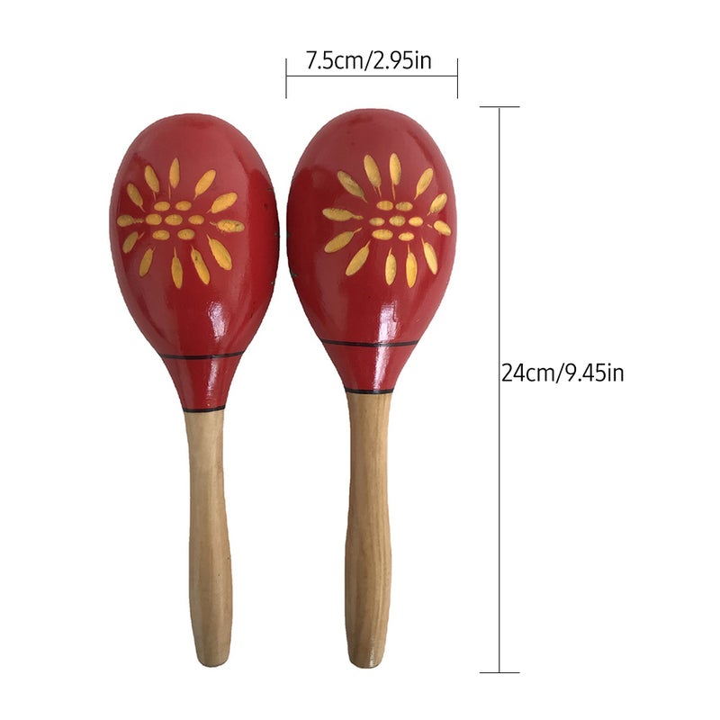 1 Pair Wooden Maracas Sand Hammer Rumba Shakers Rattles Sand Hammer Percussion Instrument Musical Toy for Kid Children Party Games - Image 5