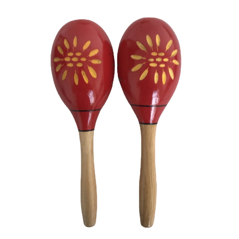 1 Pair Wooden Maracas Sand Hammer Rumba Shakers Rattles Sand Hammer Percussion Instrument Musical Toy for Kid Children Party Games - Image 1