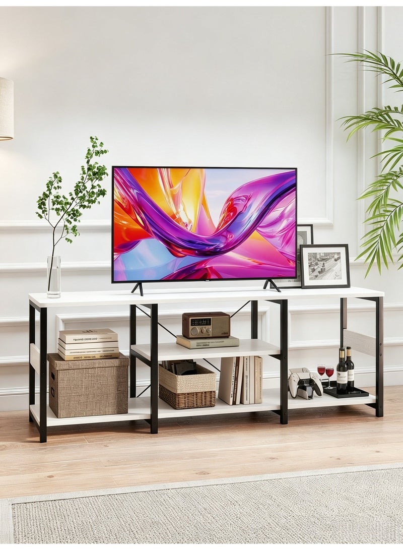 SHEIDLIN TV Stand Industrial Media Console Table with Open Storage Shelves, Metal Frame TV Cabinet for Living Room Bedroom, 3 Sizes Available - Image 1