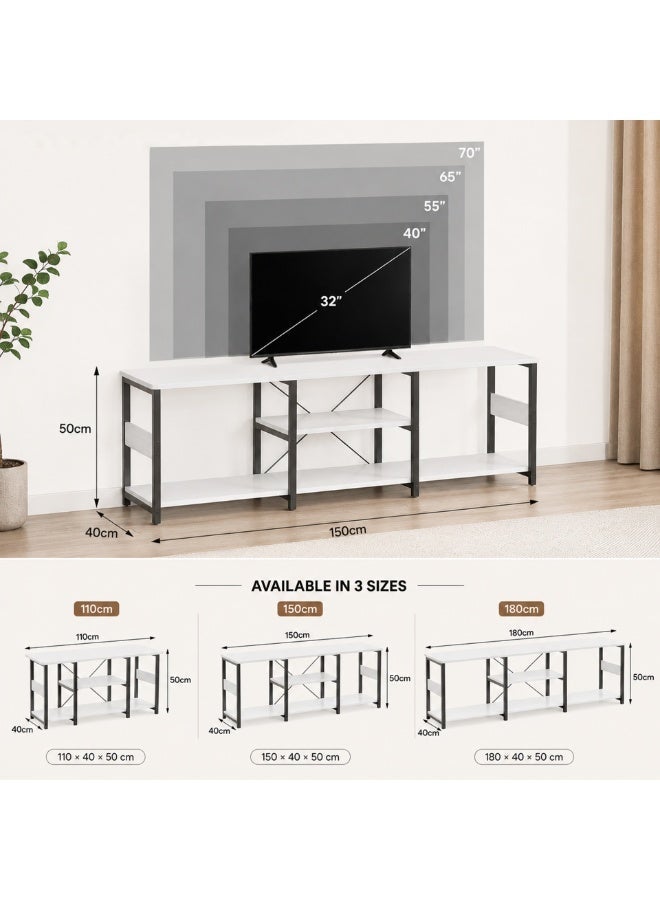 SHEIDLIN TV Stand Industrial Media Console Table with Open Storage Shelves, Metal Frame TV Cabinet for Living Room Bedroom, 3 Sizes Available - Image 2