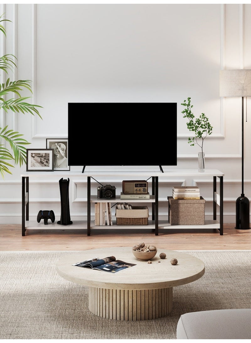 SHEIDLIN TV Stand Industrial Media Console Table with Open Storage Shelves, Metal Frame TV Cabinet for Living Room Bedroom, 3 Sizes Available - Image 1