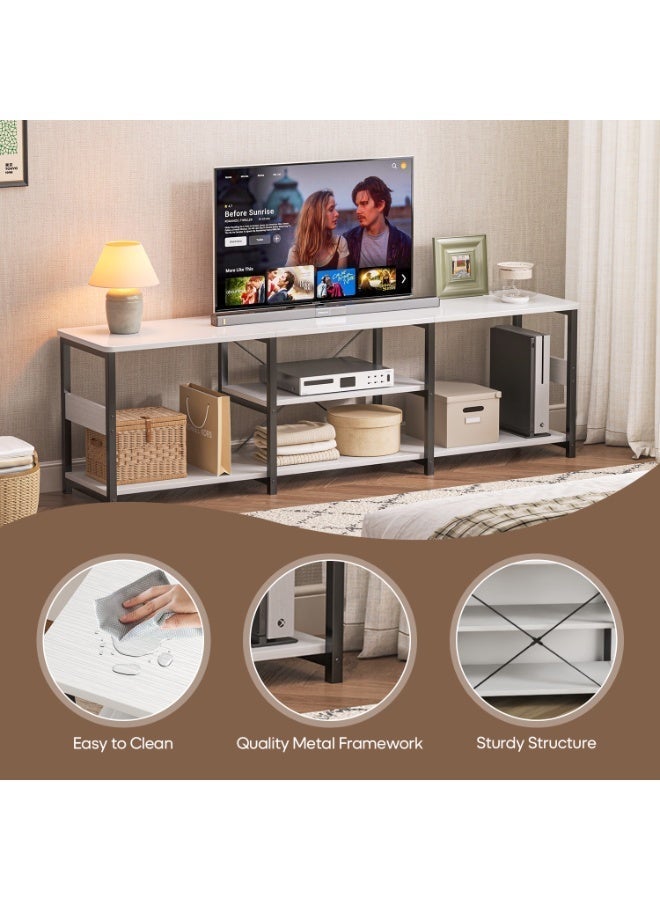 SHEIDLIN TV Stand Industrial Media Console Table with Open Storage Shelves, Metal Frame TV Cabinet for Living Room Bedroom, 3 Sizes Available - Image 4