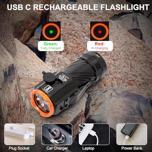 Feelon LED Flashlights Rechargeable High Lumens, 90000 Lumen Super Bright Zoomable with USB Cable, 7 Modes Powerful Handheld LED Flashlights for Home Emergencies Camping Camping (MIni Light) - Image 4