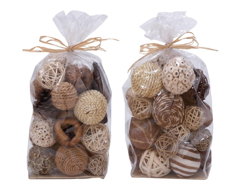 ديكو 79 Deco 79 Coastal Plant Round Round Orbs & Vase Filler Set of 2 11 "H 7" "W Brown - Image 1