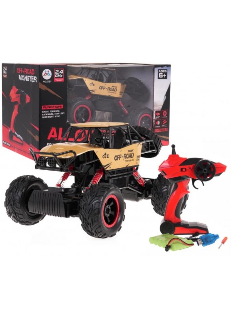 شاحنة وحشية 4x4 للطرق الوعرة 4WD RC سيارة تحكم عن بعد 2.4 جيجا هرتز، متسلقة صخور لجميع التضاريس مع تعليق طويل المدى، ألعاب للأولاد، ألعاب للبنات، أطفال من سن 6 سنوات فما فوق، بالغين، عشاق السيارات | هدايا (ذهبية) - Image 1